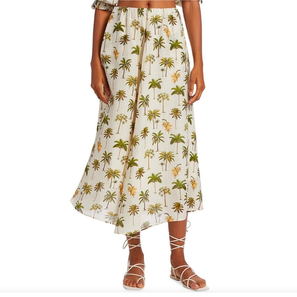 Kivari Bembe Palm Print Midi Skirt